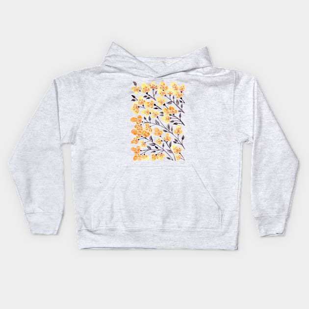 yellow cherry blossom Kids Hoodie by CatCoq